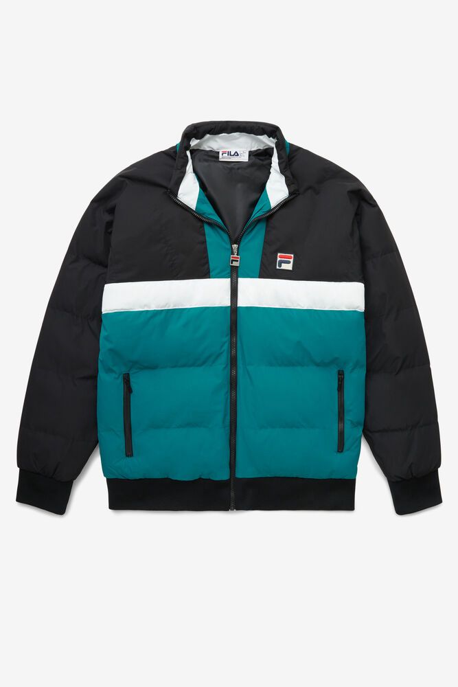 Fila Fausto Ski Black/Blue Jacket Mens - NZ 80531-EVPY